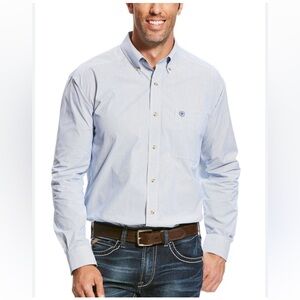 Ariat Men's Pro Series Long Sleeve Stripe Button Down Shirt True Blue Sz Small